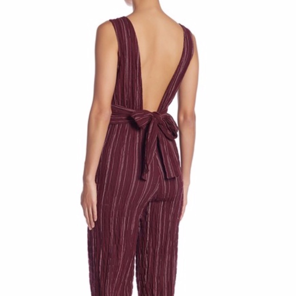 Moon River Stripe Print Back Tie Jumpsuit - Picture 3 of 8